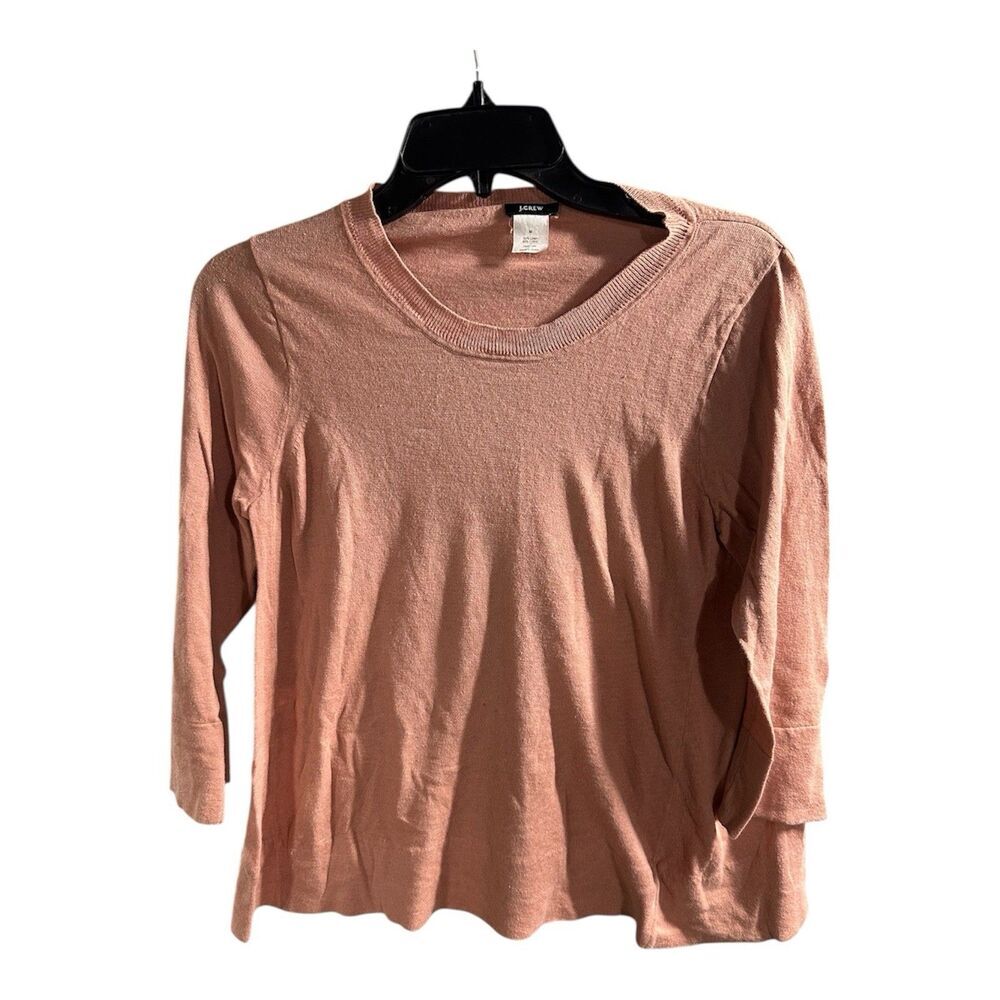 J. Crew Pink 3/4 Length Sleeve Pink Light Sweater‎ Size Medium Linen Delicate